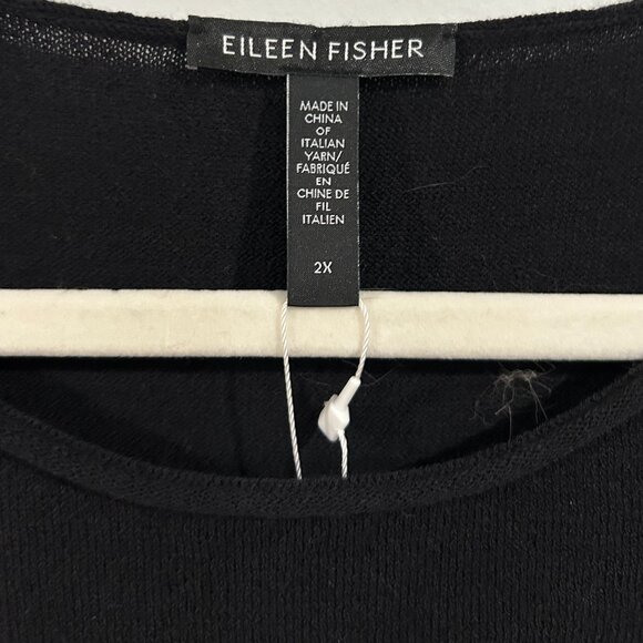 NWT Eileen Fisher Black  Extra Fine Merino Crew Neck Top Shell Size 2X - Picture 7 of 7